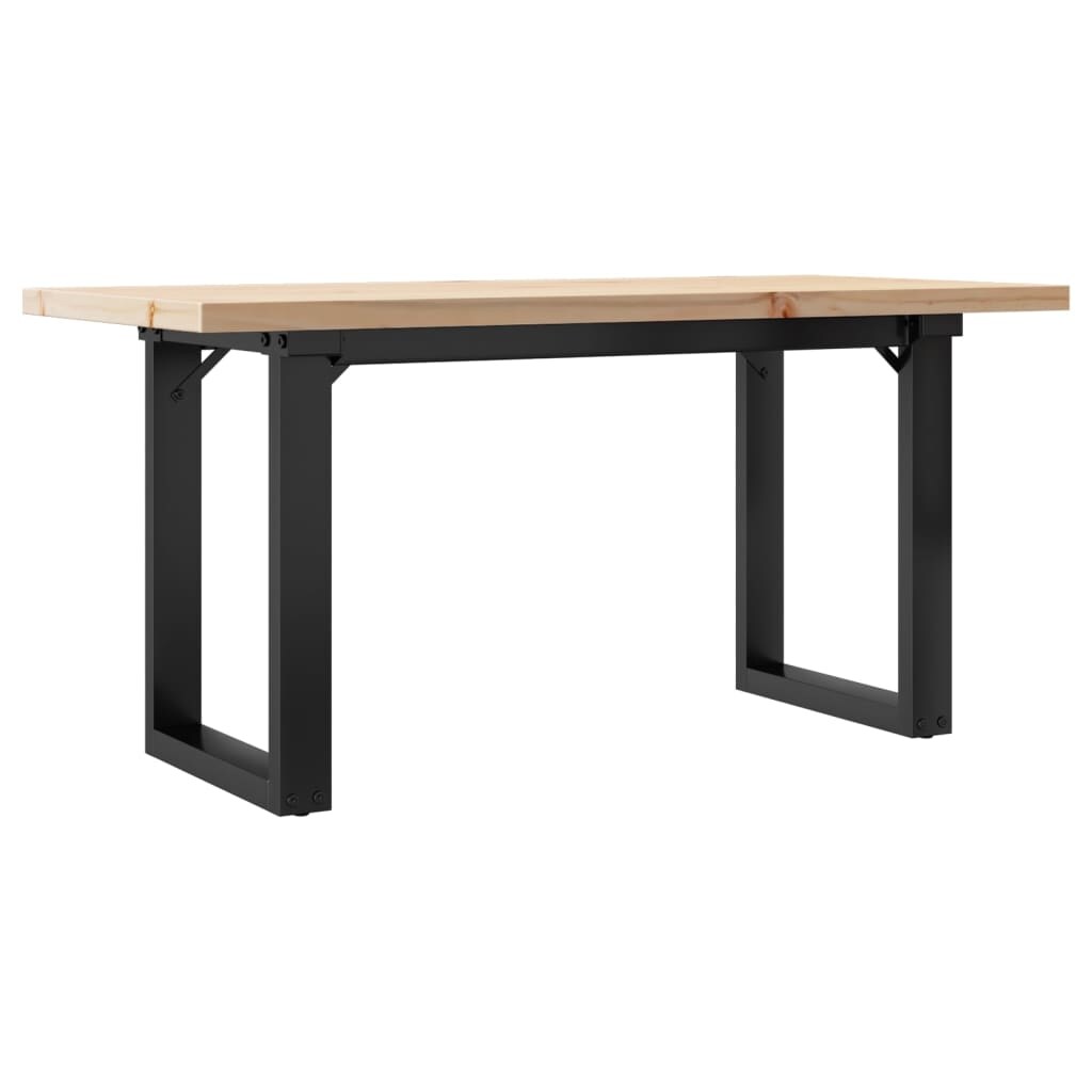 vidaXL Couchtisch O-Gestell 90x40x45,5cm Massivholz Kiefer & Stahl Image