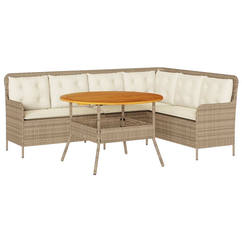 vidaXL 2-tlg. Garten-Sofagarnitur mit Kissen Beige Poly Rattan Image