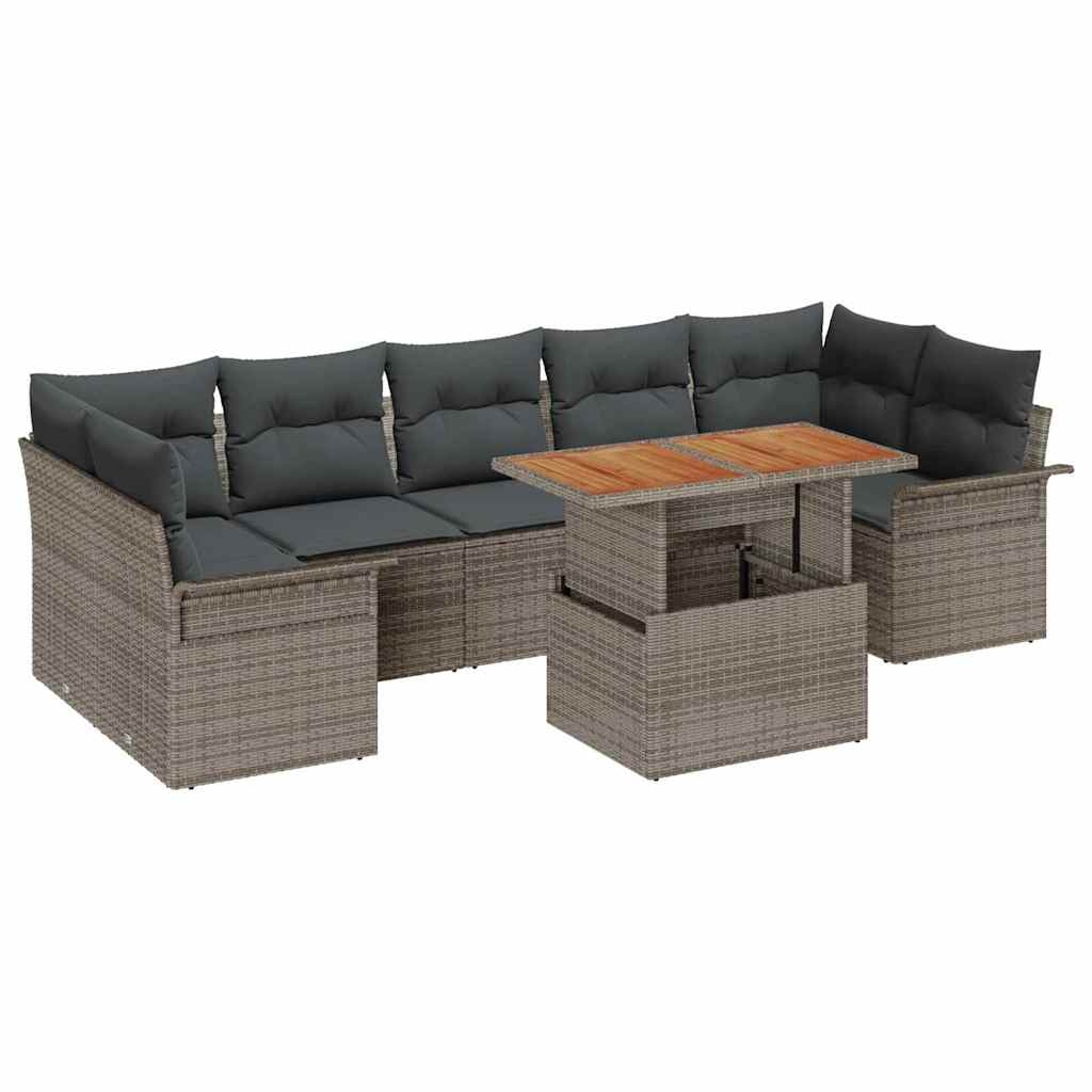 vidaXL Garten-Sofa-Set mit Kissen 8 pcs Grau Image