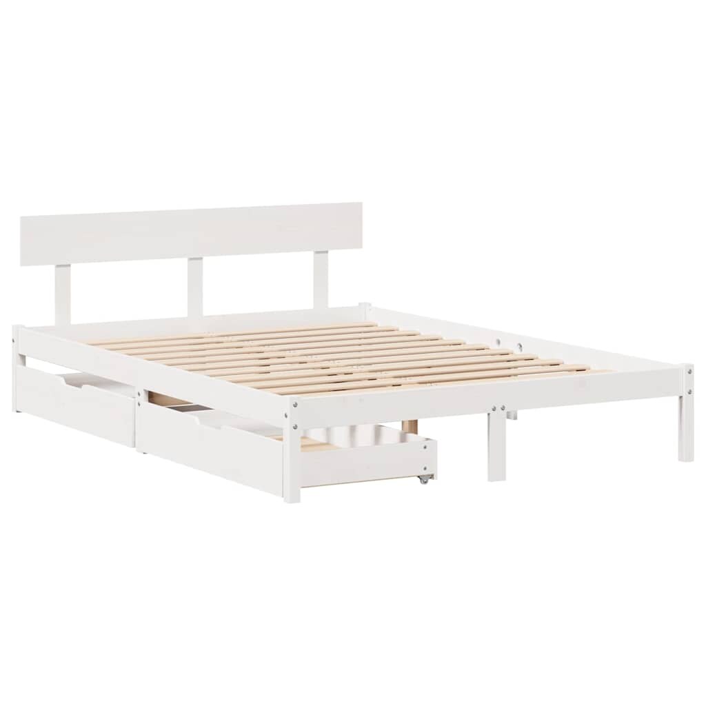 vidaXL Massivholzbett ohne Matratze Weiß 160x200 Kiefernholz Image
