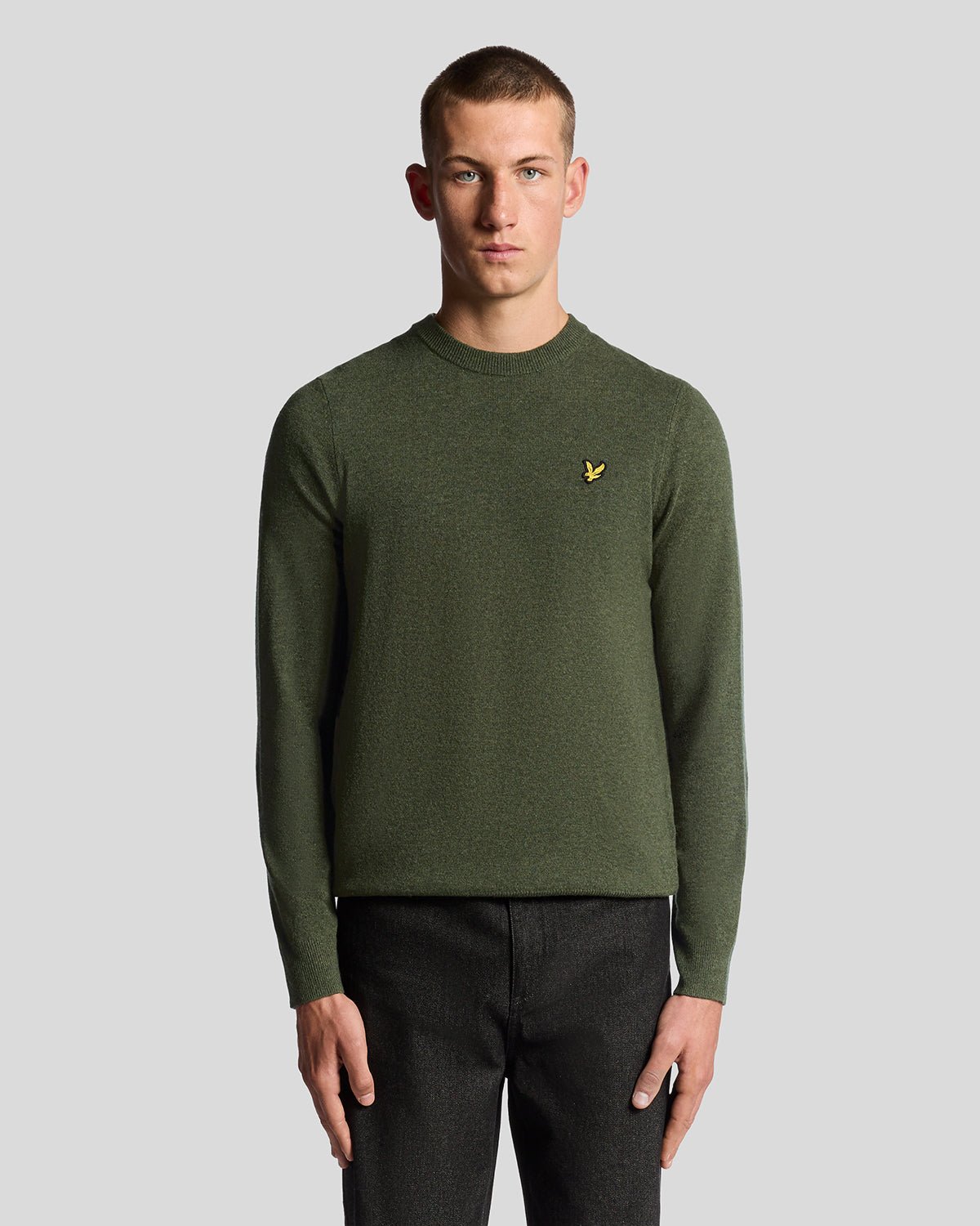 Lyle & Scott – Rundhalspullover aus Lammwollmischung – Grün Image