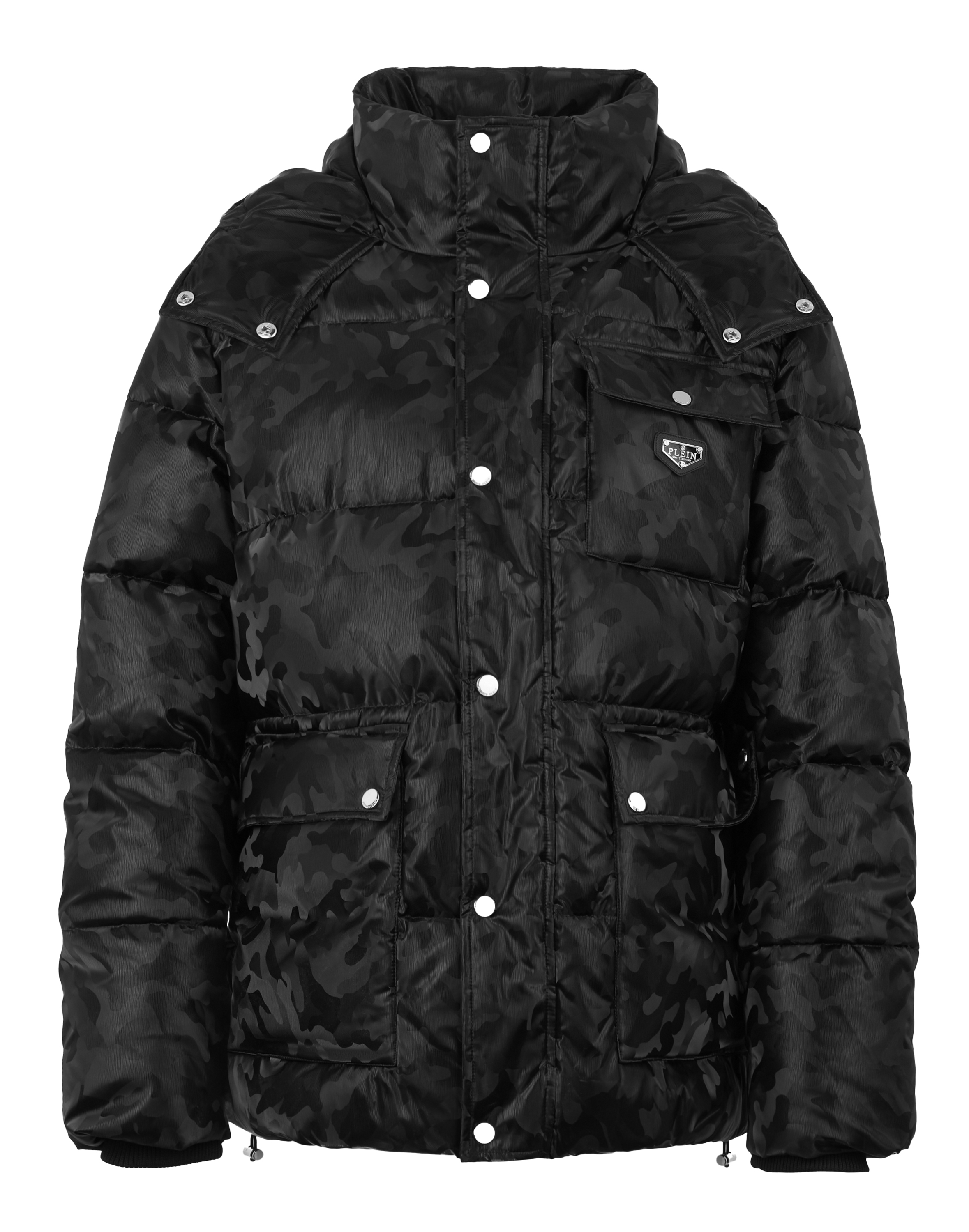 Shiny Nylon Puffer Jacket Camouflage Image