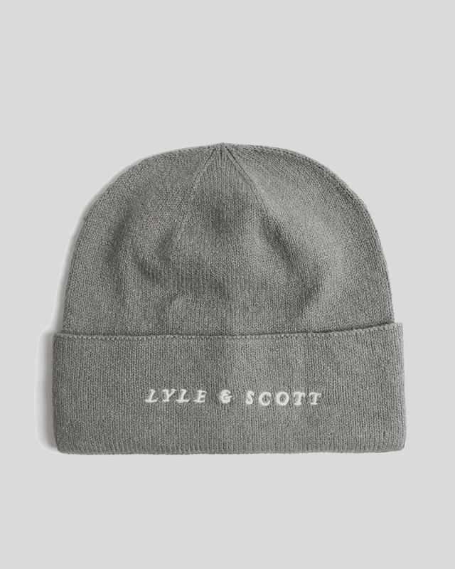 Lyle & Scott Beanie mit Logo-Schriftzug – Grau Image
