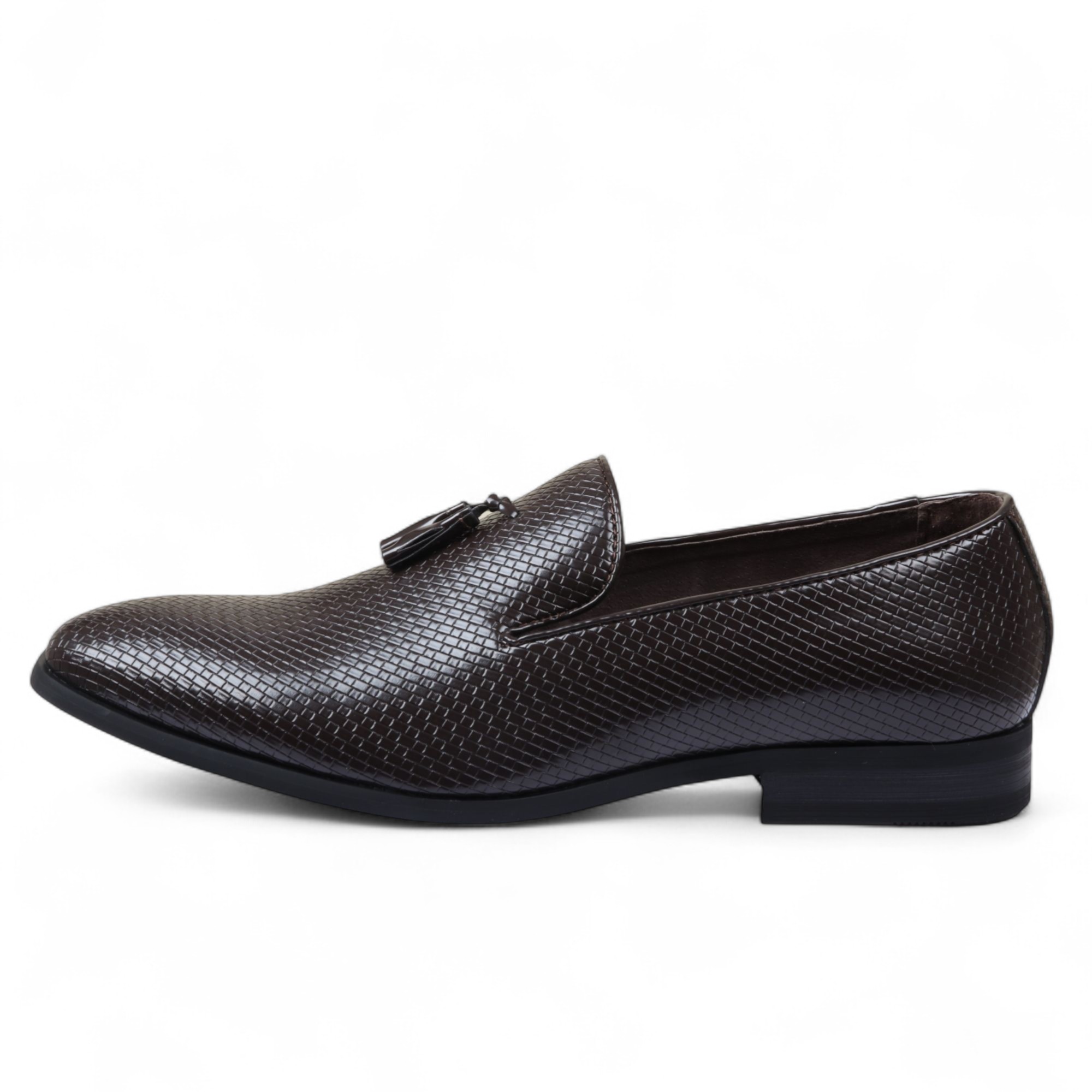 Herren Braune formelle Loafer mit Quaste, Slip-On-Lederschuhe