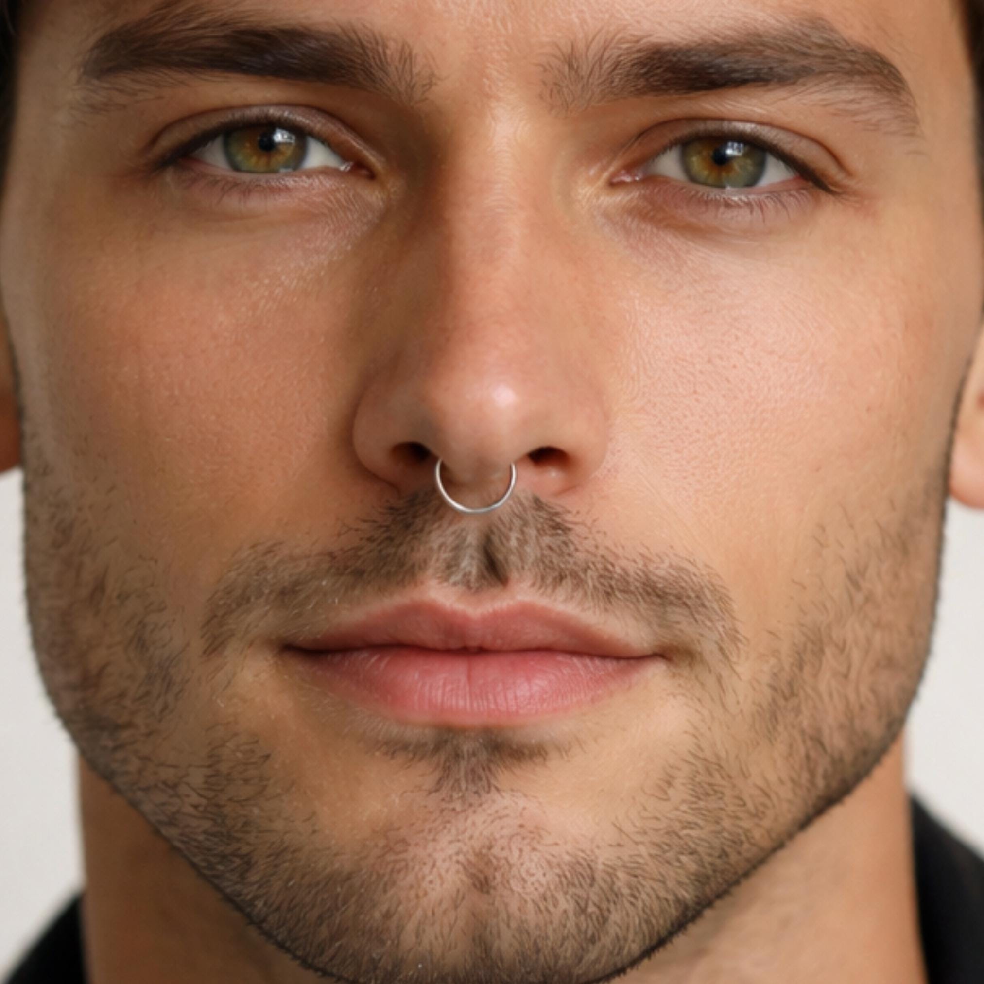 Piercing al setto nasale da uomo, piercing al setto nasale in oro, piercing al setto nasale, piercing al setto nasale sottile, piercing al setto nasal