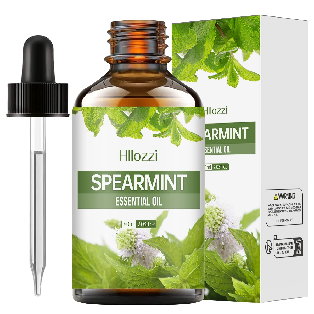 30 ml/60 ml/100 ml huile essentielle de soin de la peau de menthe verte huile essentielle d