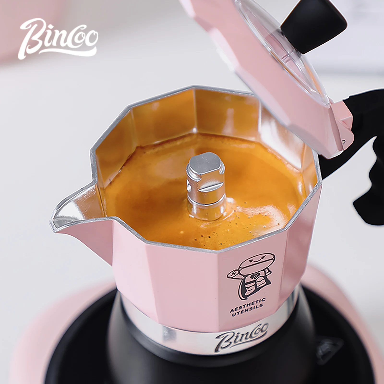 Bincoo Doppelventil Moka Topf Elektroherd Set Kaffeekanne Haushalt Italienische Espressomaschine Mokkakanne Barista Zubehör 220V Image