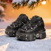Gothic Ankle Rock Stiefel 2026, Frau Metall Dekor Plattform Turnschuhe, neue Punk-Stil Frauen Schuhe Schnürschuhe