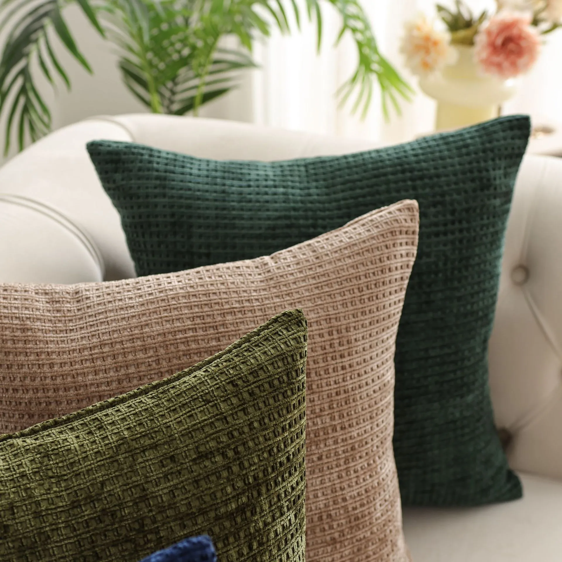 Plaid Chenille Woven Kissenbezug 40/45/50/60 cm Einfarbig Dekokissen Fall Für Wohnzimmer Sofa hause Dekorative Image