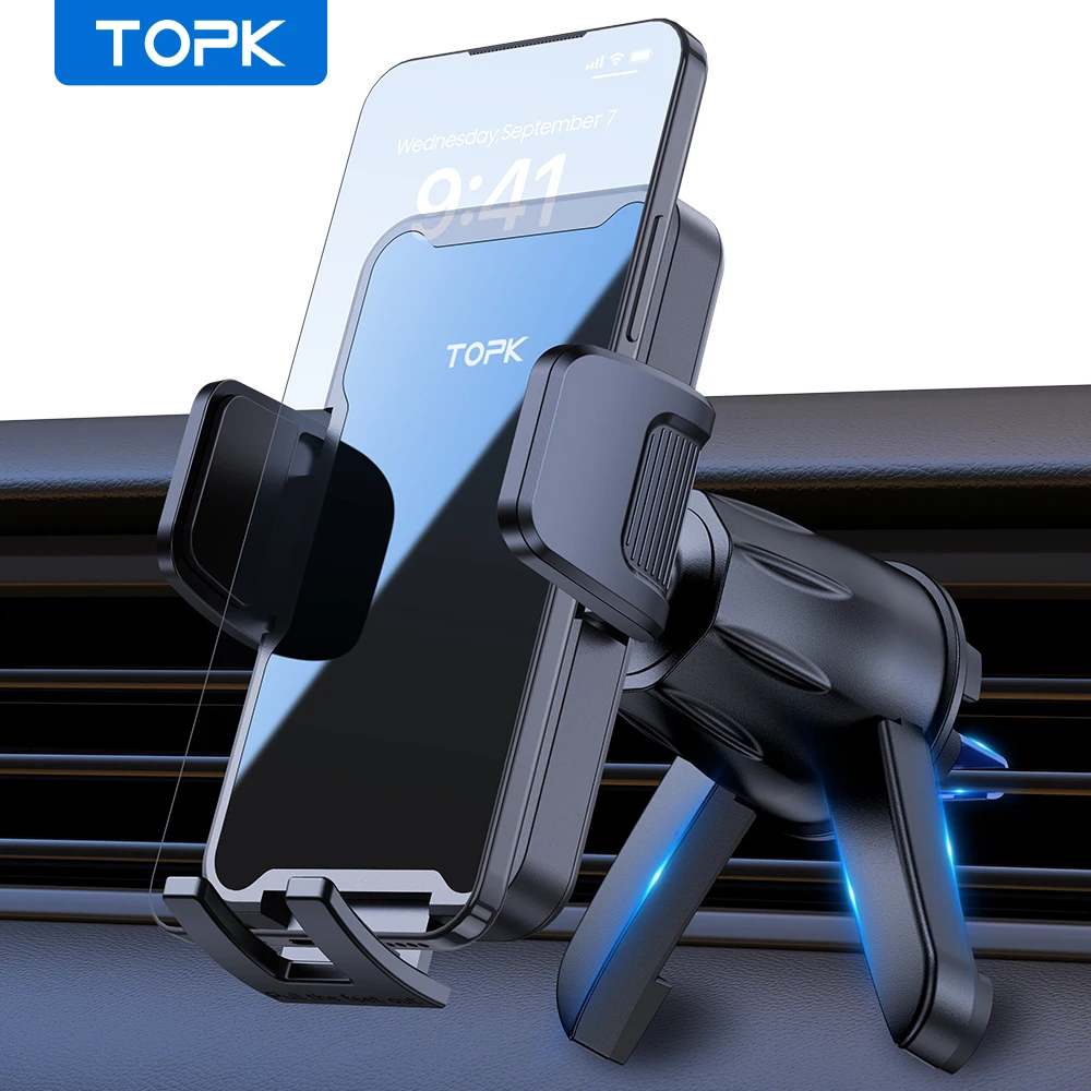 TOPK Autotelefonhalterung [Upgrade-Stützfunktion] Handyhalterung mit Metallhaken für Lüftungsschlitze im Auto, kompatibel mit allen Handys Image