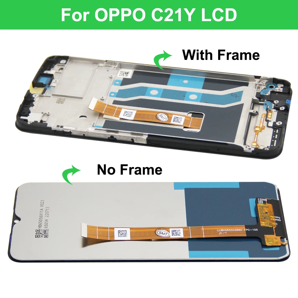 6,5-Zoll-LCD-Touchscreen mit Rahmen für Oppo Realme C21Y RMX3261 RMX3263 – Ersatzbildschirm für Realme-C21Y Image