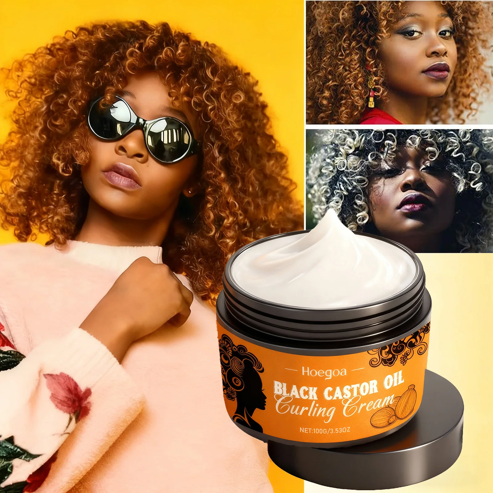 Feuchtigkeitsspendende Locken definierende Creme, feuchtigkeitsspendende Frizz-Kontrolle, Entwirrungsknoten, kein klebrig, für langanhaltenden Halt, natürliches, federndes, glänzendes Haar Image