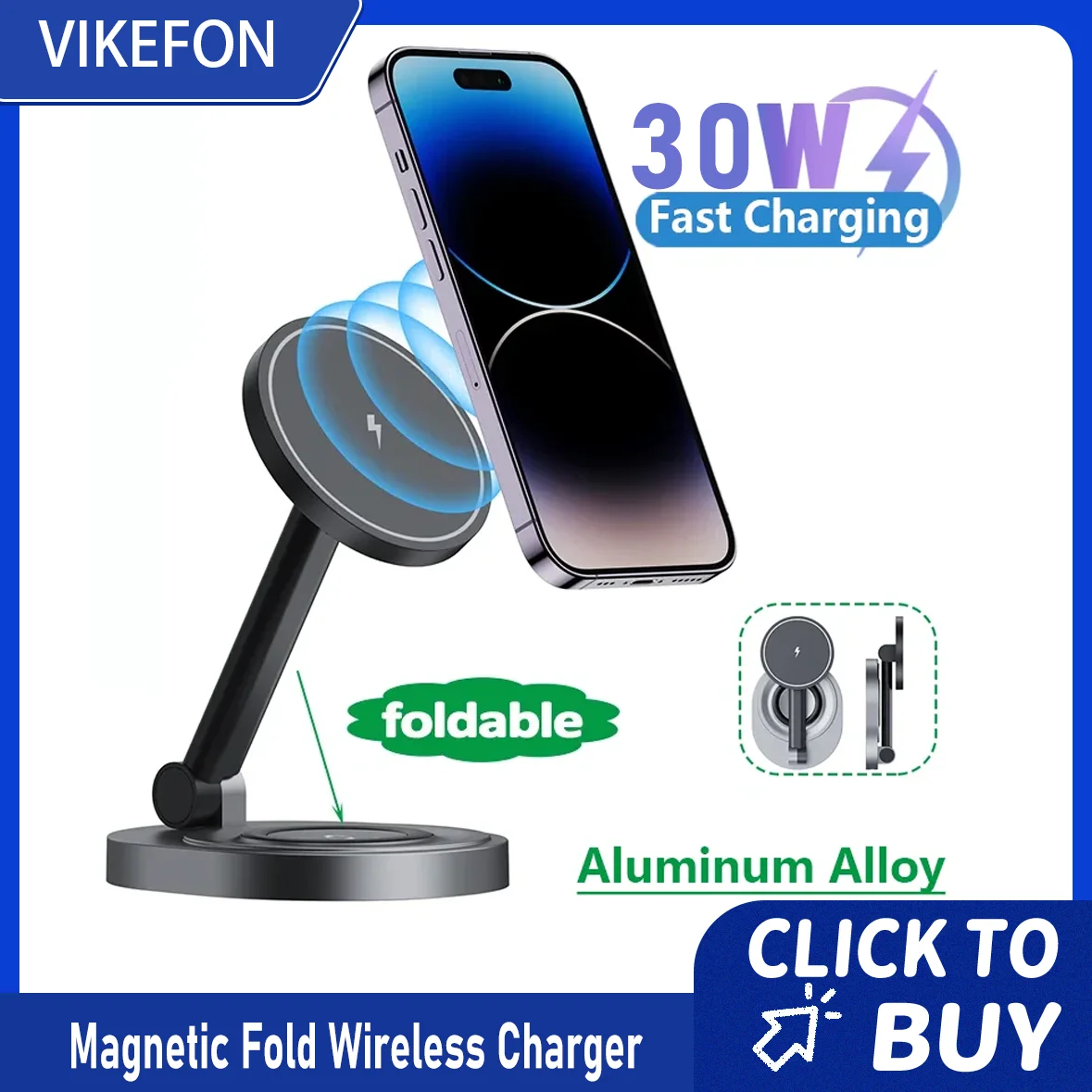 2-in-1 magnetisches kabelloses Ladegerät mit Ständer für Magsafe iPhone 17 16 15 14 13 Pro Max Apple Watch Airpods Schnellladestation Image