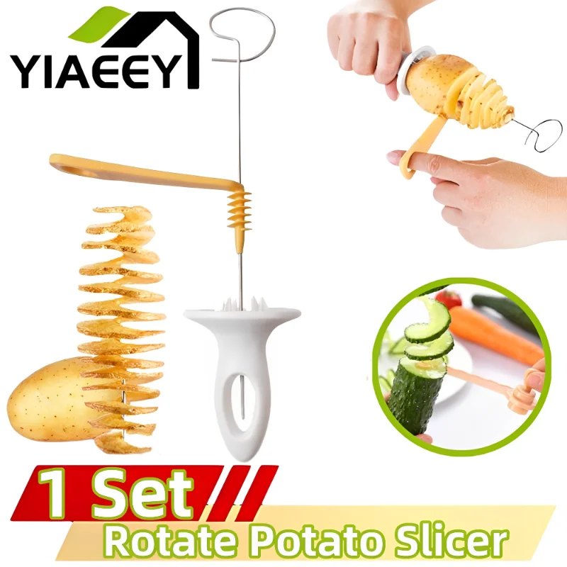 1Set Edelstahl Kunststoff Drehen Kartoffel Slicer Twisted Kartoffel Spirale Scheibe Cutter Kreative Gemüse Werkzeug Küche Gadgets
