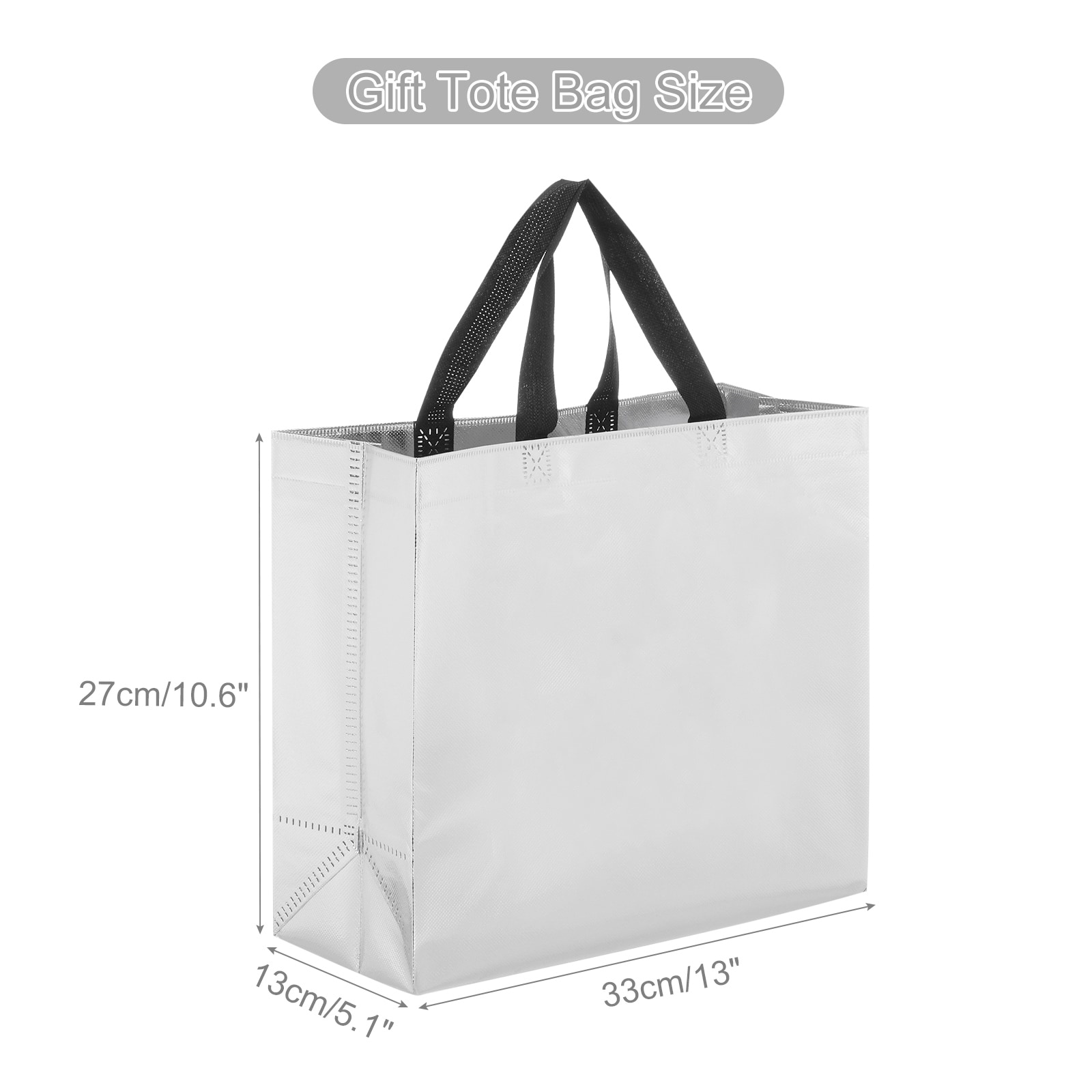 Reusable Gift Bags, Tote Glossy Grocery Shopping Bags with Handles for Birthday Wedding, Christmas