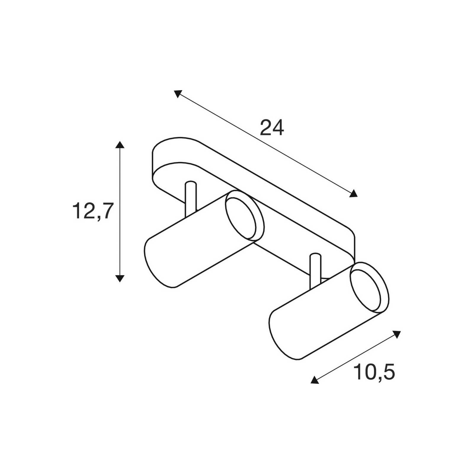 SLV Deckenstrahler Noblo, weiß, dim to warm, Länge 24 cm dimmbar, weiß / opal, für Wohn- / Esszimmer, Aluminium, Modern, LED Deckenlampe
