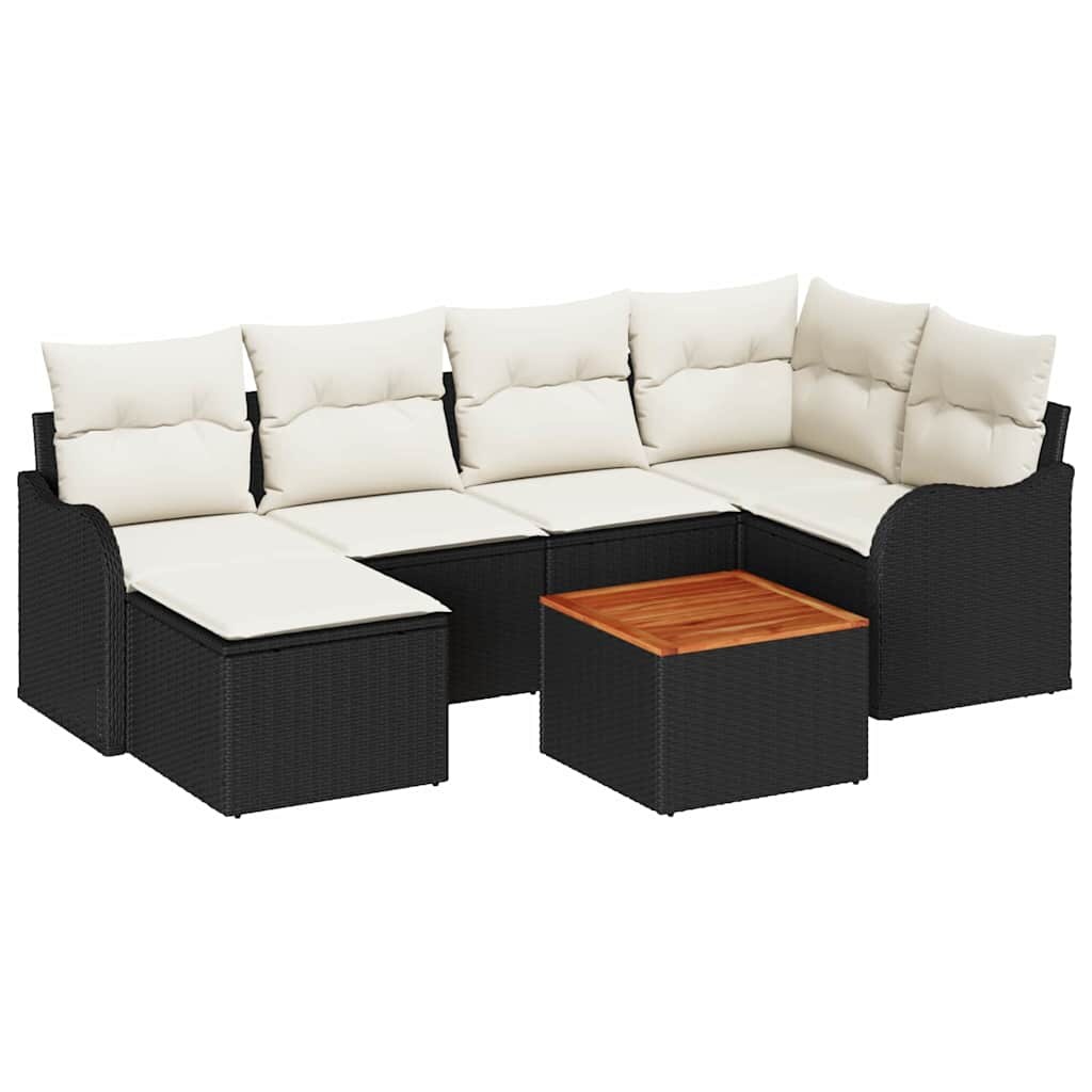 vidaXL Garten-Sofa-Set 7 pcs Schwarz und Weiß Image