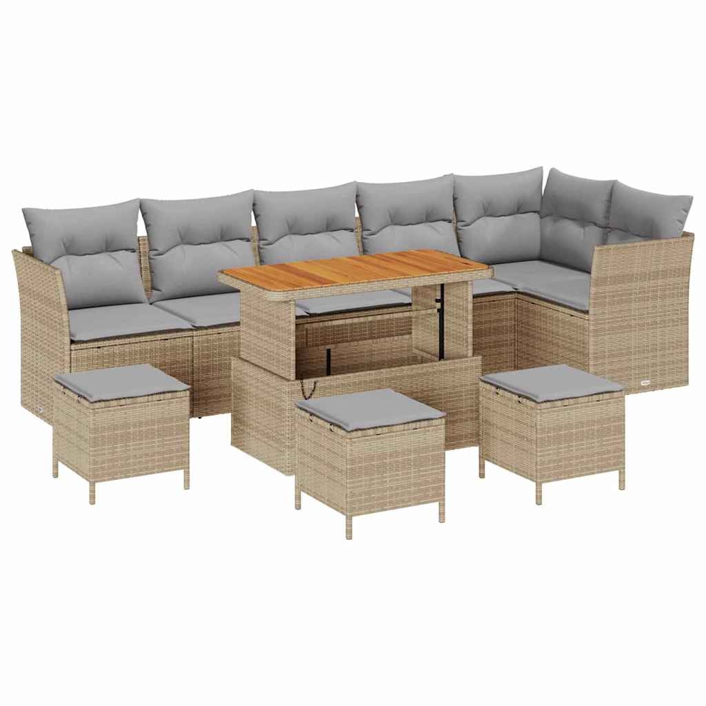 vidaXL Garten-Sofa-Set 10 pcs Beige Poly-Rattan Image