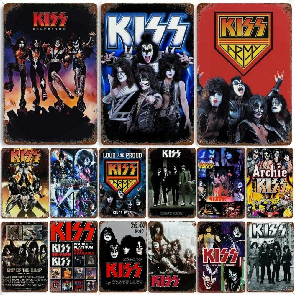 Vintage Kiss Destroyer Alben Rock Metall Aluminium Schild Plakette Dekorative Teller Garage Club Man Cave Bar Home Cafe Wanddekoration Image