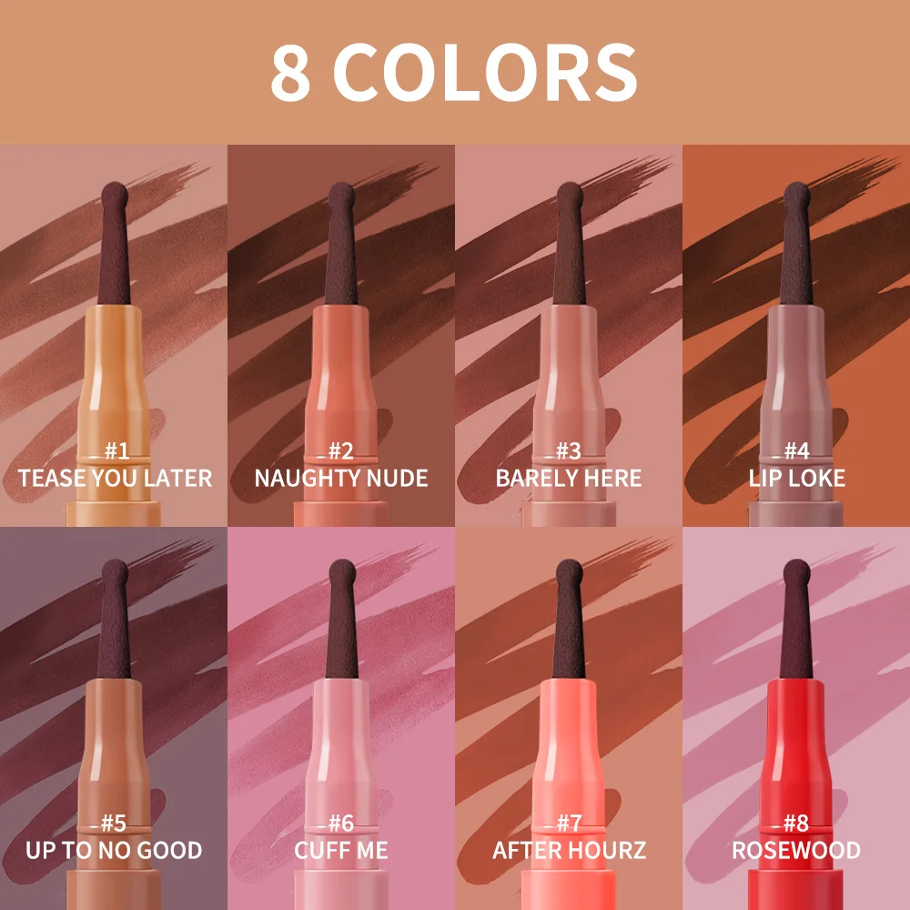 8-Farben-Lippen-Dessous, Lipliner, Fleck, langlebig, wasserdicht, Lipliner, Flecktransfer, wischfest, Farbkosmetik Image