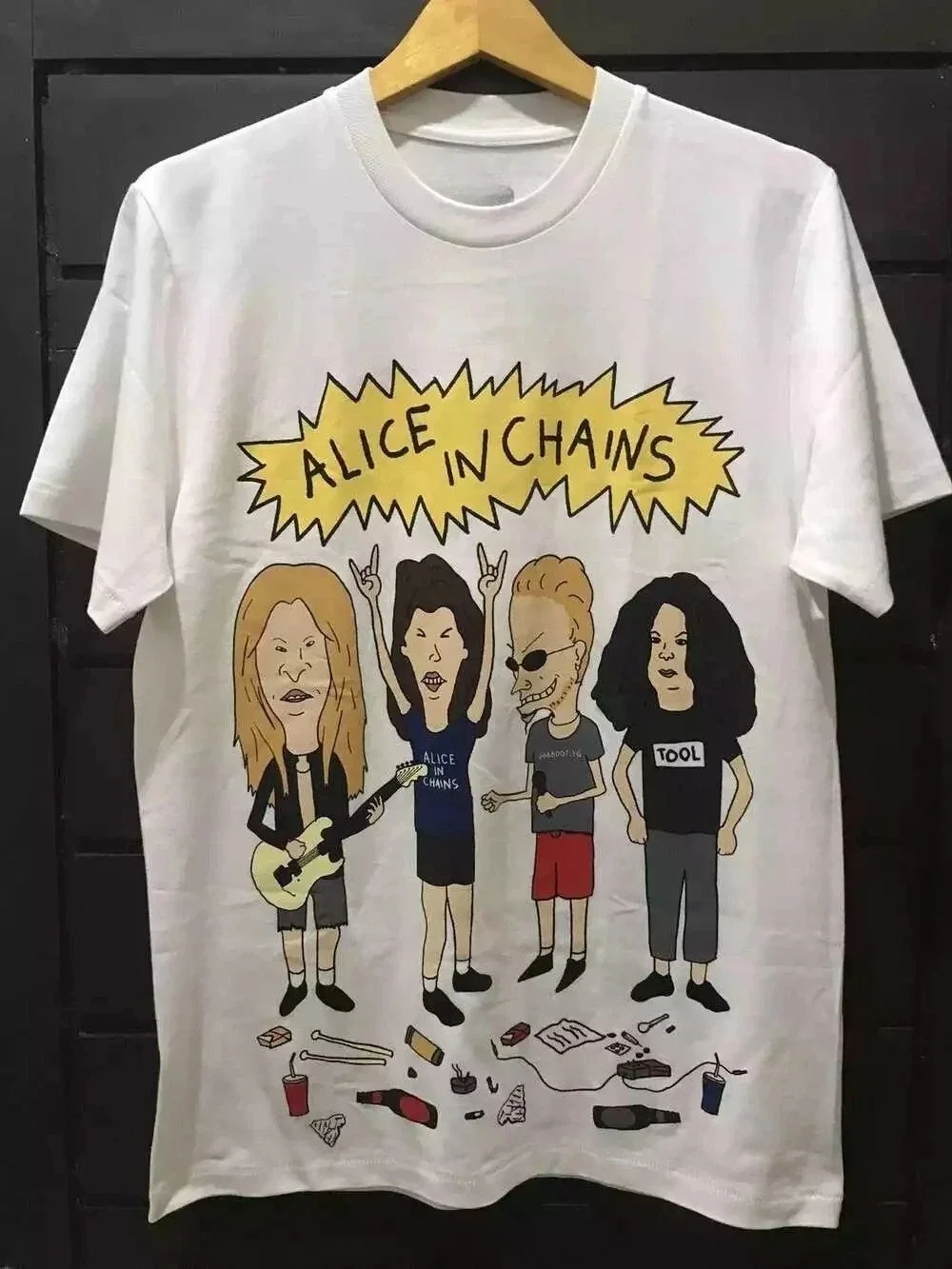 Heißer Verkauf Neue Alice in Ketten Weiß Kurzarm T-shirt für Männer und Frauen Sommer Retro Streetwear Hip-hop Top plus Größe