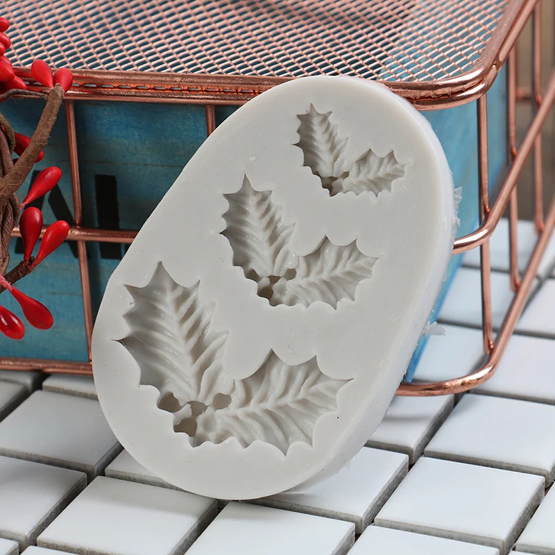 Kuchen Silikon form Weihnachten Stechpalme Fondant Schokoladen kekse Süßigkeiten Formen Werkzeuge Image