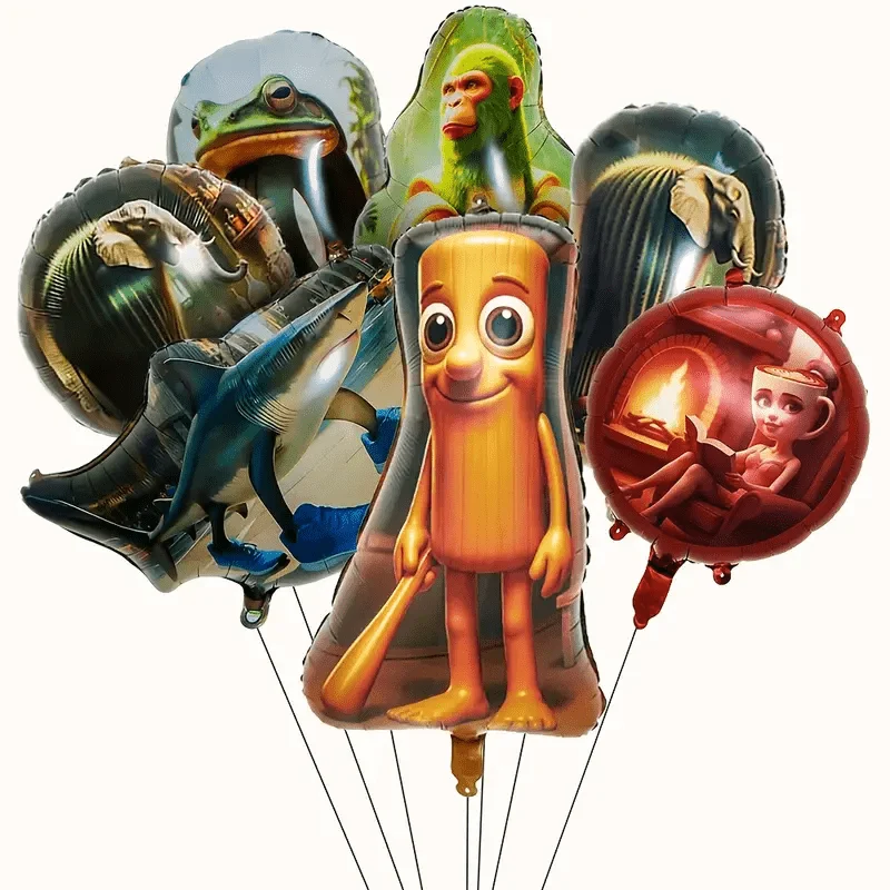 7 Stück Party-Luftballons aus Aluminiumfolie mit Gehirnrot-Motiv, Party-Dekorationen mit Gehirnrot-Motiv, Party-Luftballons für Geburtstage und Feiern Image