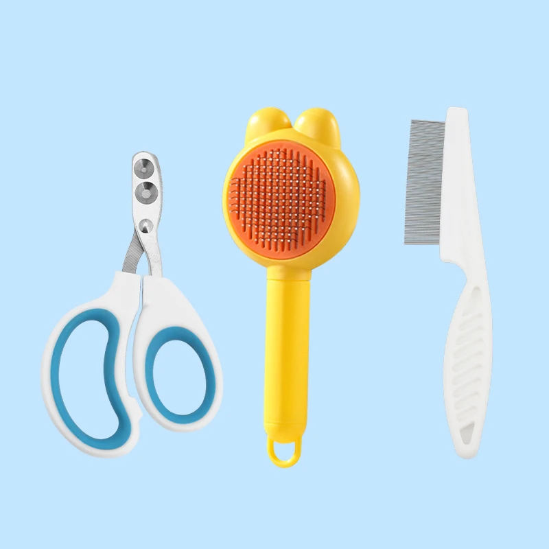 3-teiliges Katzenpflegebürsten-Set, spezieller Nadelkamm für Katzen, Entwirrungsbürste, Fellentfernungsbürste, Pflegewerkzeug für Ragdoll Cat Image