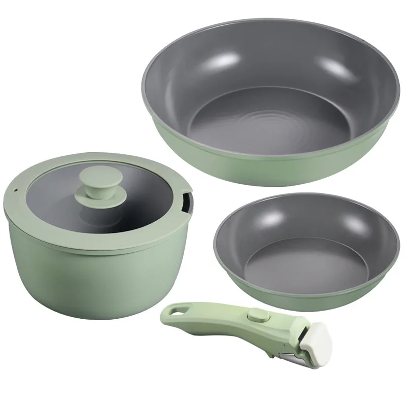 Abnehmbare Haushalts-Kochgeschirr-Sets, antihaftbeschichtet, antihaftbeschichtet, Topfset zum Kochen von Speisen, Suppen, Bratpfanne, Küche Image