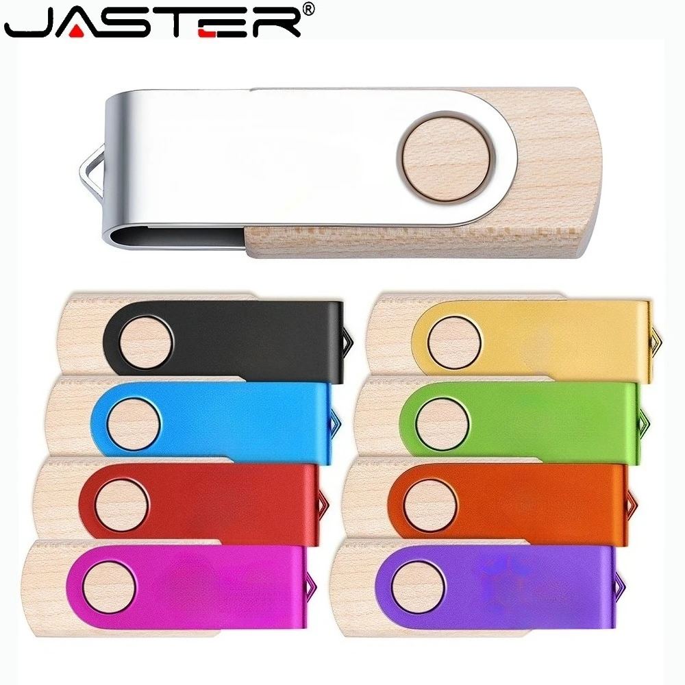 JASTER USB-Flash-Laufwerk aus Ahornholz, 128 GB, drehbarer Stift, 64 GB, Business-Geschenk, Memory Stick, 32 GB, bunter externer Speicher, 16 GB Image