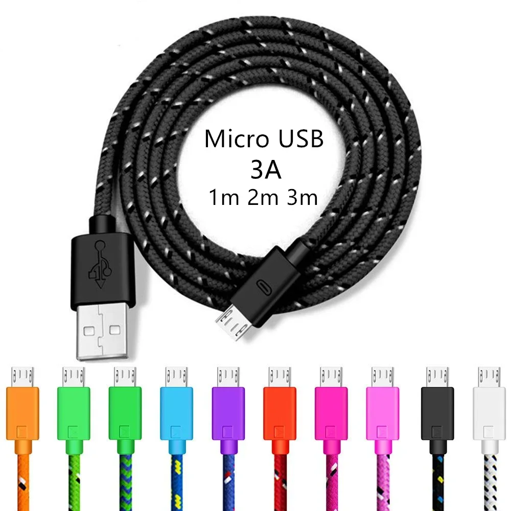 Cavo di ricarica rapido Micro USB 1M/2M/3M per cavo di sincronizzazione dati per telefono cellulare Xiaomi Android per cavo di ricarica Micro USB Samsung V8