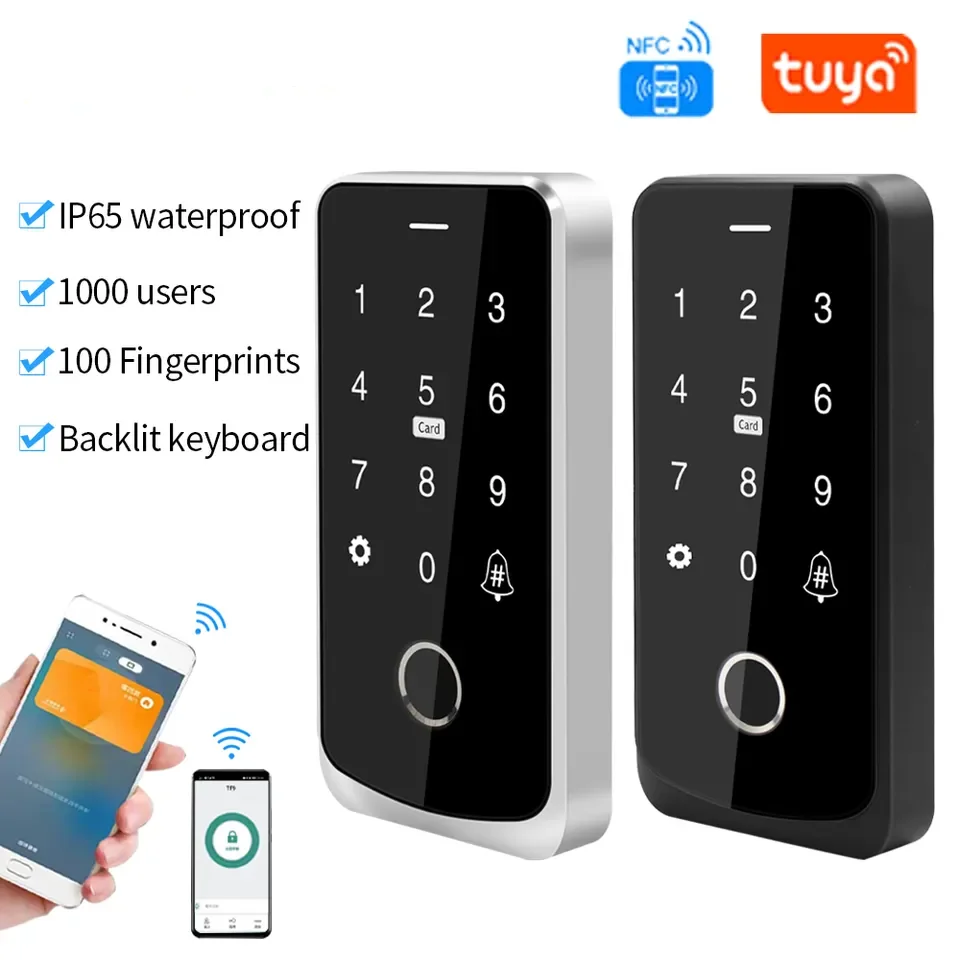Smart TuYa APP Access Control Maschine Handy Remote Entsperren NFC Fingerprint Passwort RFID Karte Türschloss Controller IP67 Image