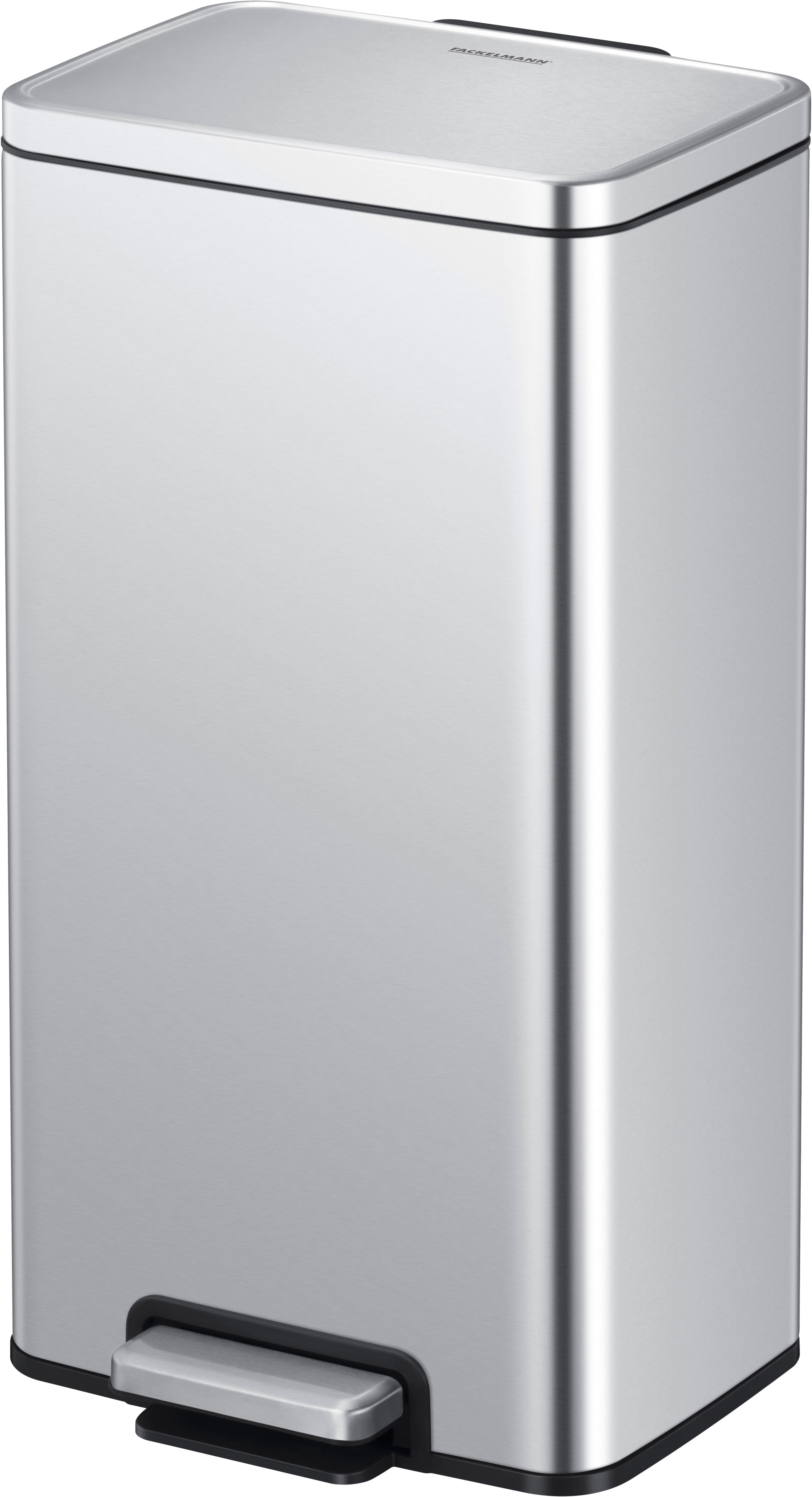 Mülleimer FACKELMANN "CHICAGO, Pedal-Abfalleimer 30L", stainless steel matt, B:33cm H:62cm T:30,5cm, Edelstahl, Kunststoff, Mülleimer, Mülleimer, fingerabdruckfrei, mit stabilem Pedal & Inneneimer, gedämpfter Deckel