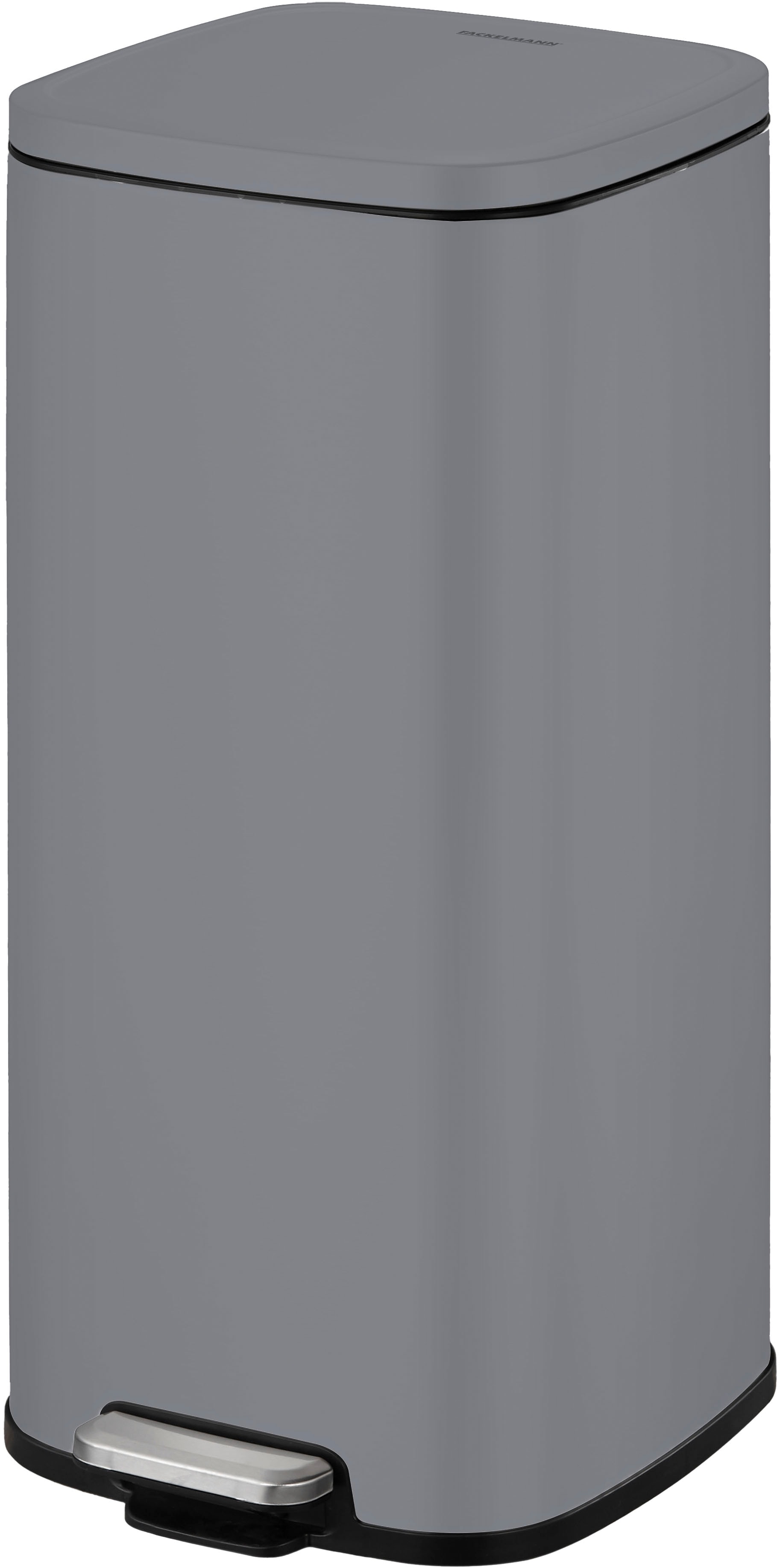 Mülleimer FACKELMANN "LONDON, Pedal-Abfalleimer 20L", urban gray, B:35cm H:43,5cm T:28,5cm, Kunststoff, Mülleimer, Mülleimer, mit gedämpftem Deckel & Anti-Fingerprint Oberfläche, Höhe ca. 43,5 cm