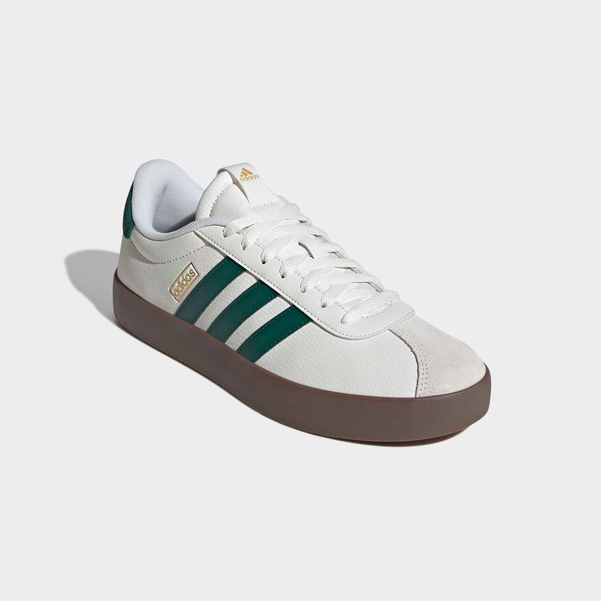 Sneaker ADIDAS SPORTSWEAR "VL COURT 3.0", Herren, Gr. 43, core weiß, collegiate grün, gum5, Leder, Synthetik, Schuhe Sneaker, inspiriert vom Design des adidas samba