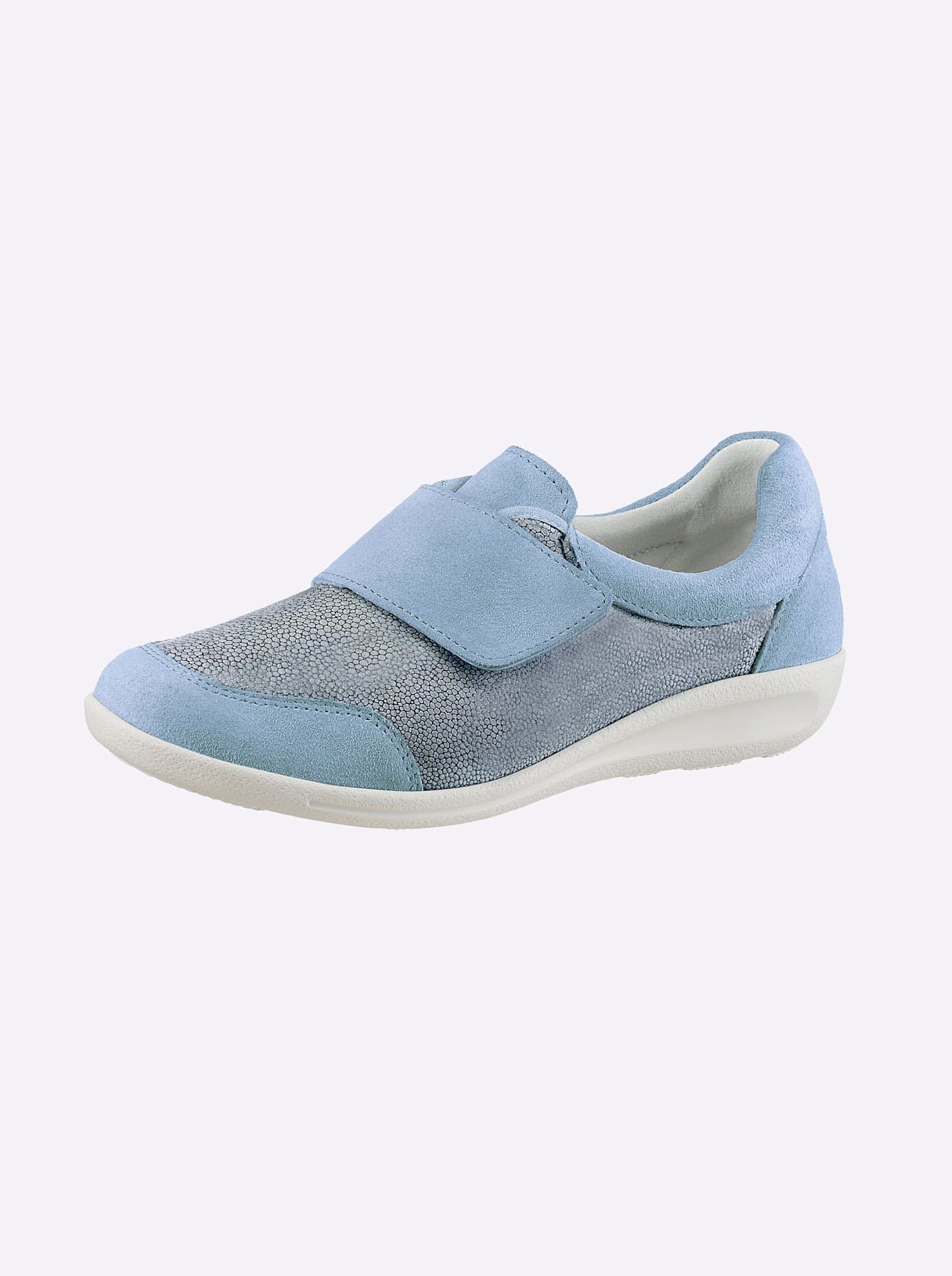 Klettschuh CLASSIC BASICS, Damen, Gr. 42, bleu, Glattleder, Nubukleder, Basic, Schuhe Klettschuh