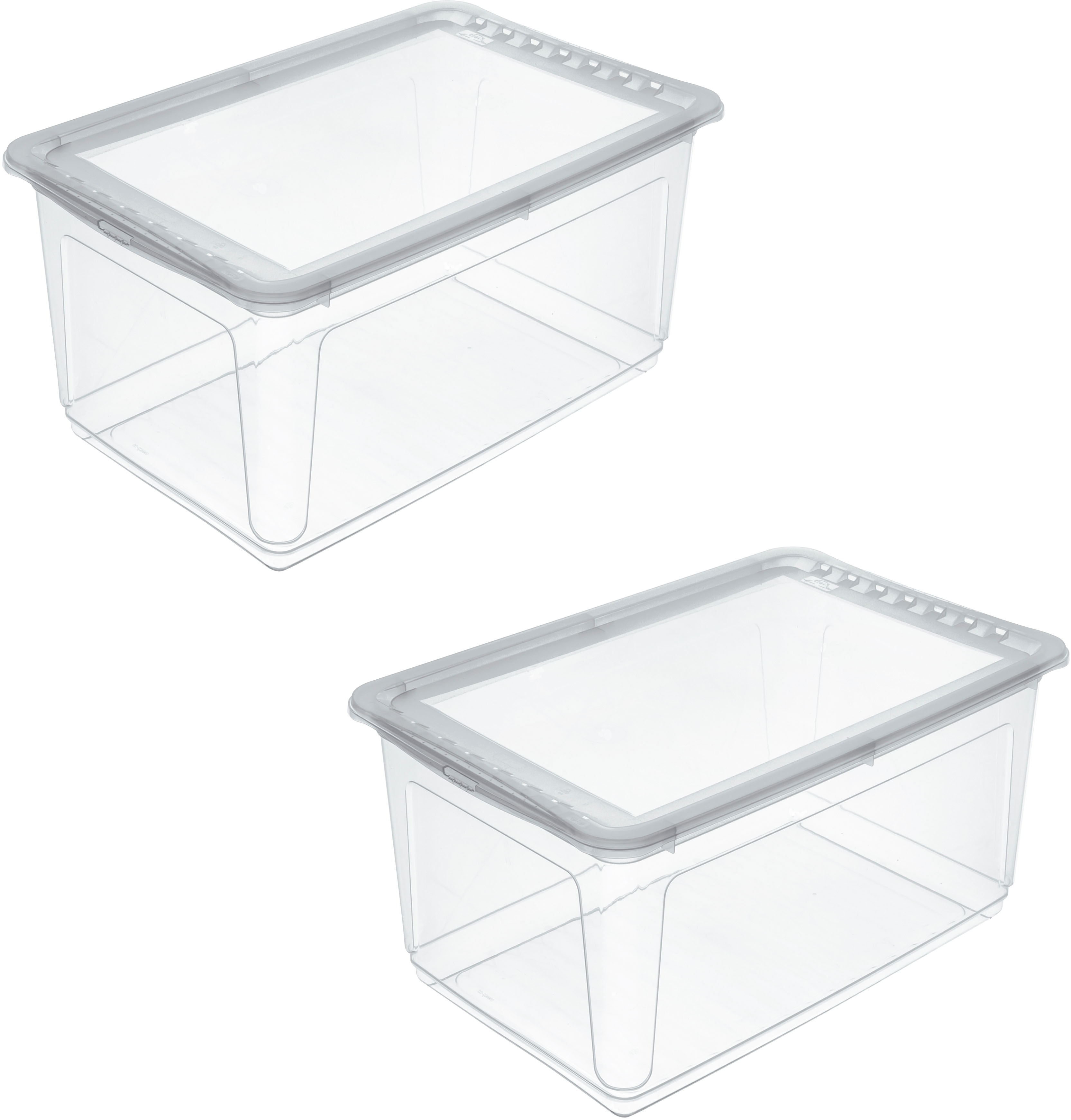 Aufbewahrungsbox KEEEPER "bea, 2er Set, mit Air Control-System 43L, 59 x 39 x 27 cm", transparent, B:59cm H:27cm T:39cm, Kunststoff, Aufbewahrungsboxen, Aufbewahrungsbox, Air-Control-System, stapelbar
