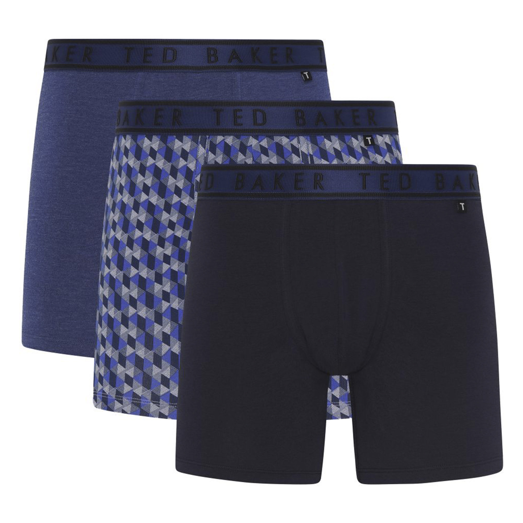 Ted Baker 3 Pack Mens Soft Breathable Cotton Boxer Brief Underwear - Navy - Size Medium | Ted Baker Sale | Discount Designer Brands