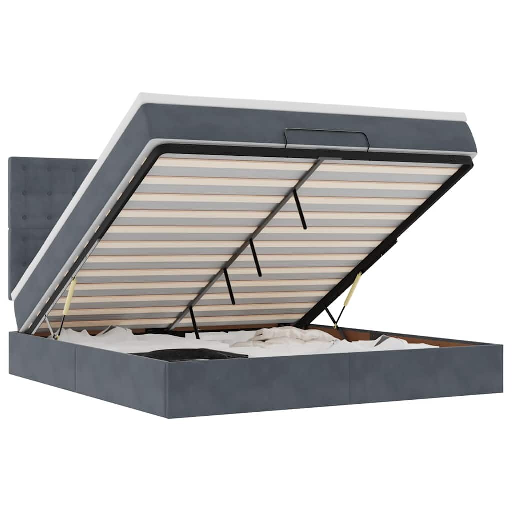 vidaXL Ottoman-Bett mit Matratzen Dunkelgrau 180x200 cm Samt Image