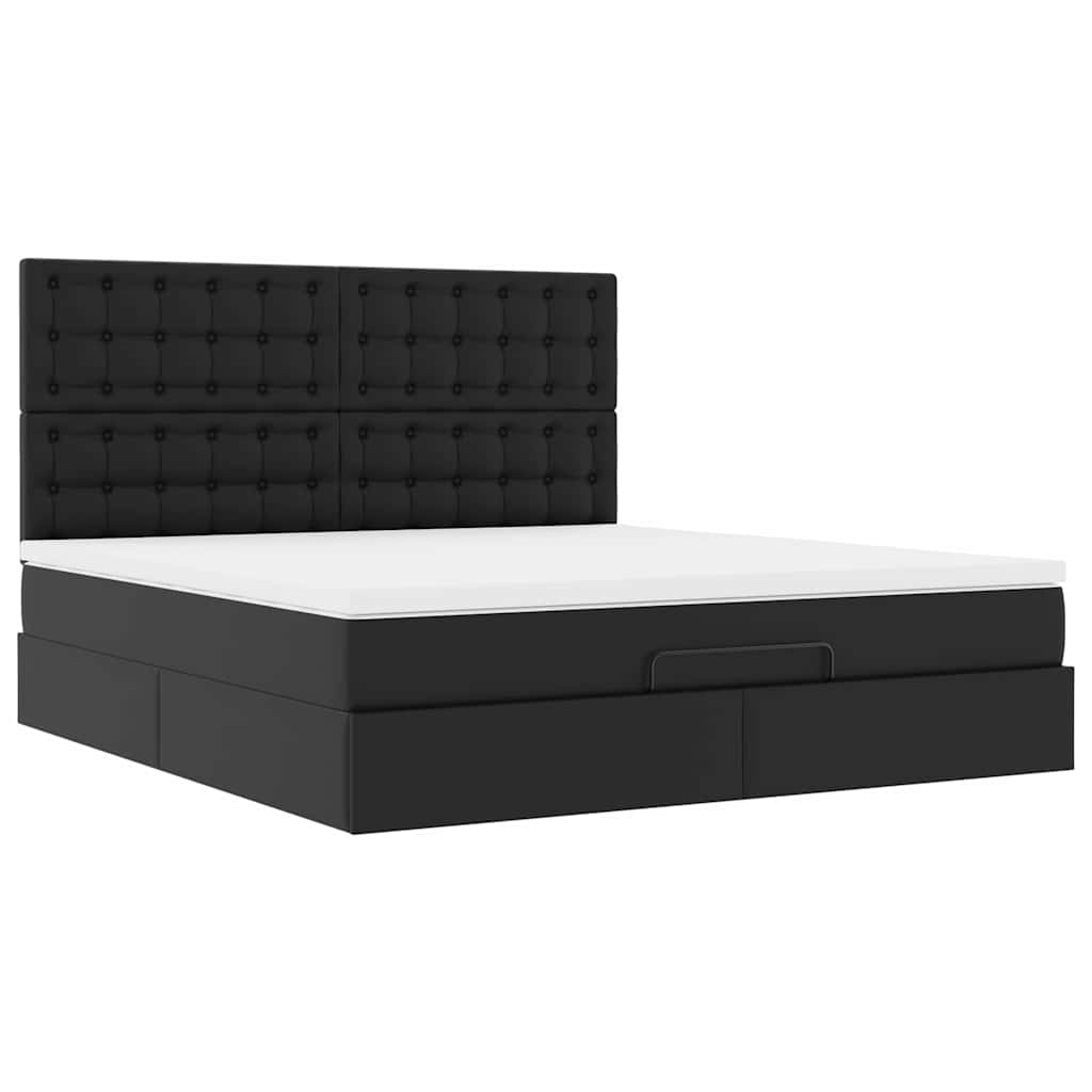 vidaXL Ottoman-Bett mit Matratze Schwarz 160x200 cm Kunstleder Image