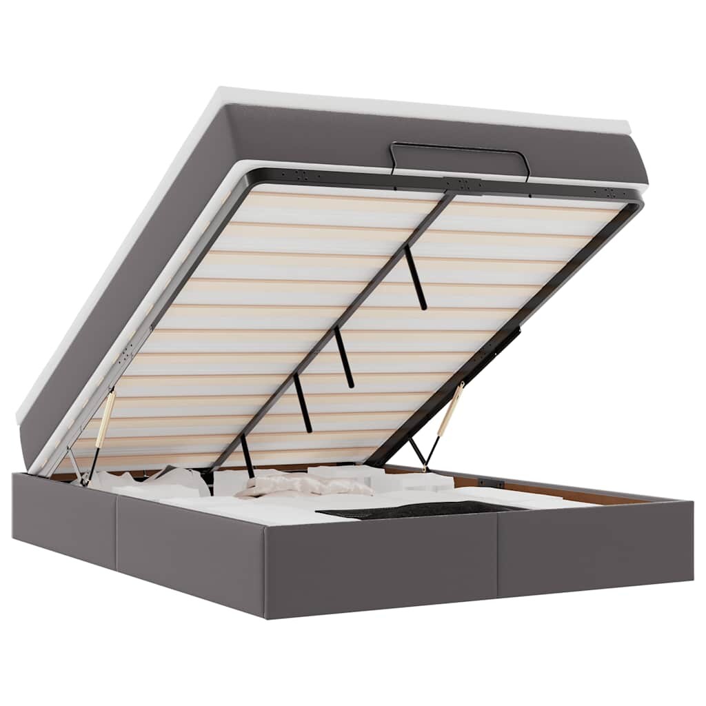 vidaXL Ottoman-Bett mit Matratze Grau 140x200 cm Kunstleder Image
