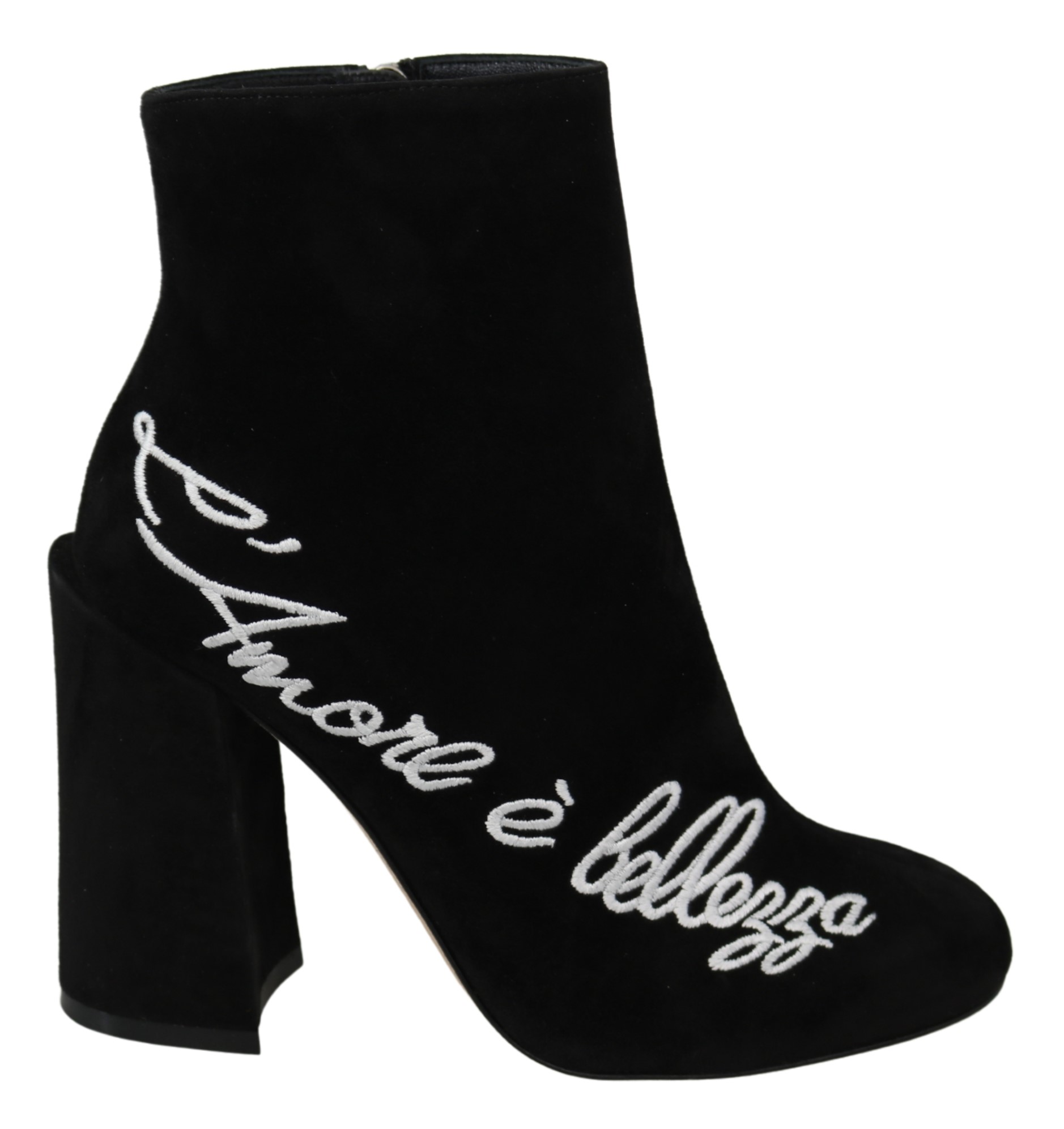Dolce & Gabbana Schwarz Wildleder L'Amore E'Bellezza Stiefel Schuhe