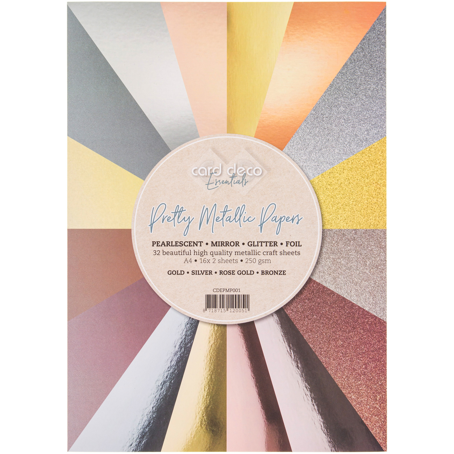 Bloc de papier cartonné métallisé et pailleté, A4, 32 feuilles