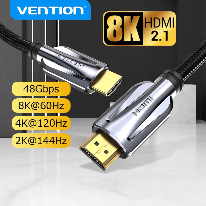 Vention Cavo HDMI 2.1 8K/60Hz 4K/120Hz 48Gbps Cavi digitali HDMI Splitter per Xiaomi TV Box HDR10 + PS5 Cavo interruttore HDMI 2.1
