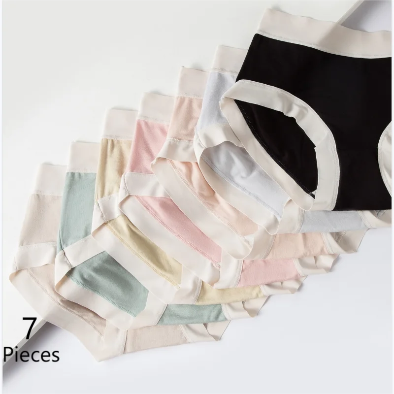 7Pcs Frauen Höschen Modale Weibliche Damen Unterhose Große Größe Weiche Slip Atmungsaktive Nahtlose Dessous Einfarbig Unterwäsche Image