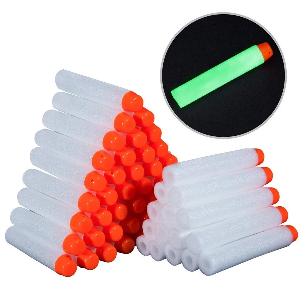 AWhite Glow In The Dark Soft Refill Bullet Ersatzschaum Leuchtende Kugel für Toy Gun Elite Series Soft Hole Bullets Darts Image