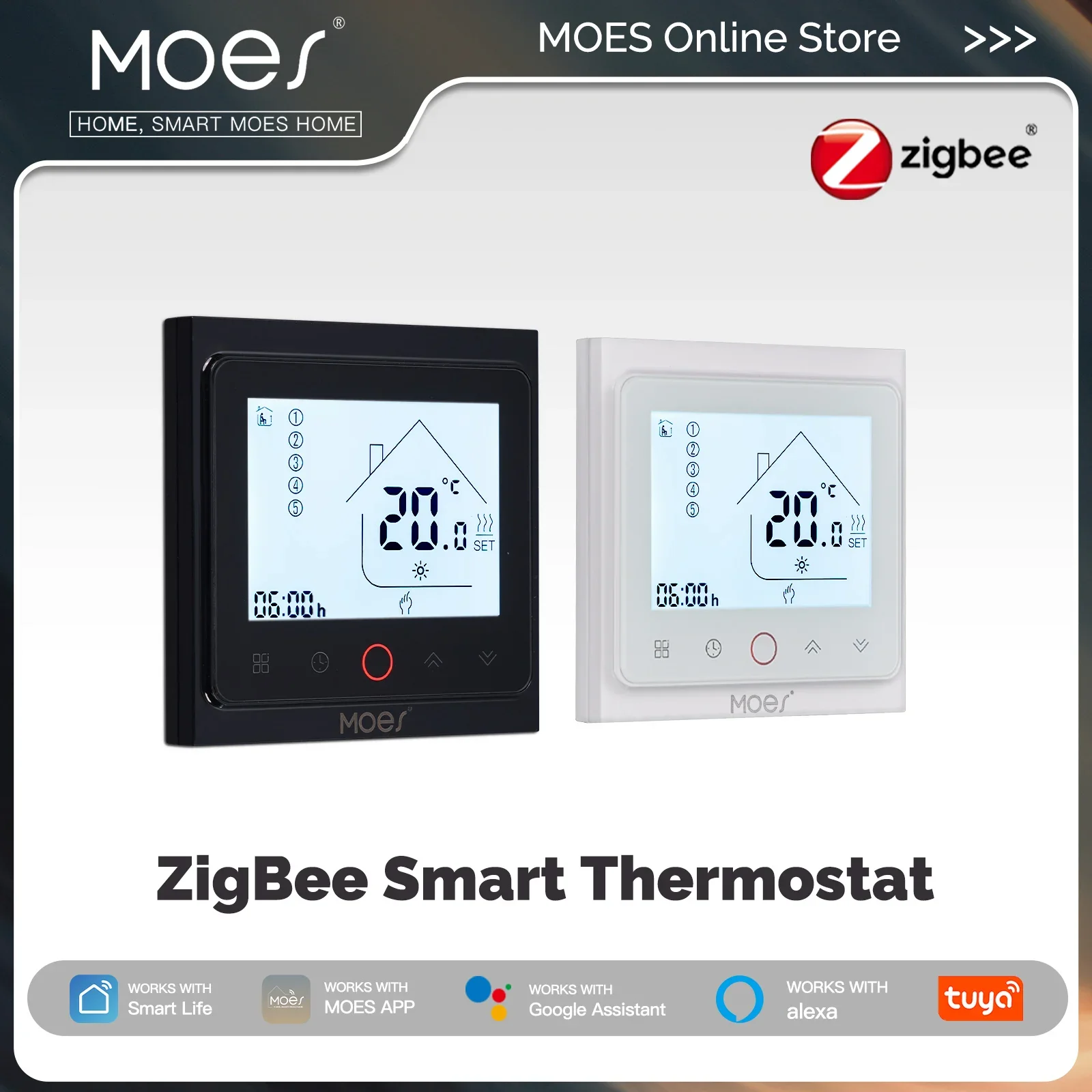 MOES Tuya ZigBee Smart Thermostat Raumtemperaturregelung Wasser/elektrische Fußbodenheizung Gaskessel funktioniert mit Alexa Google Home Image