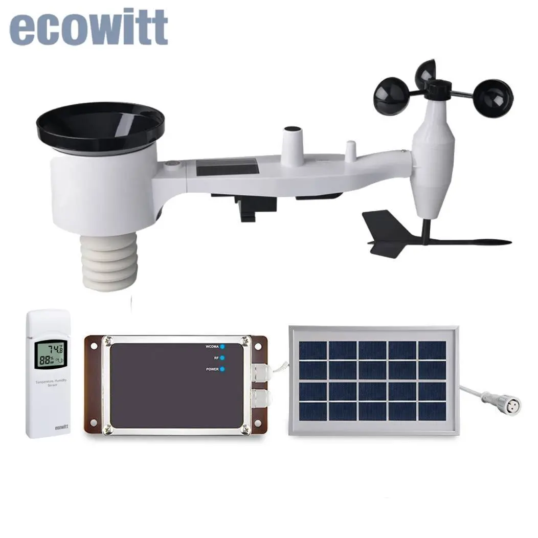 Station météo cellulaire Ecowitt WS6006 2G / 4G, système météo sans fil professionnel à énergie solaire 7-en-1 433 MHz