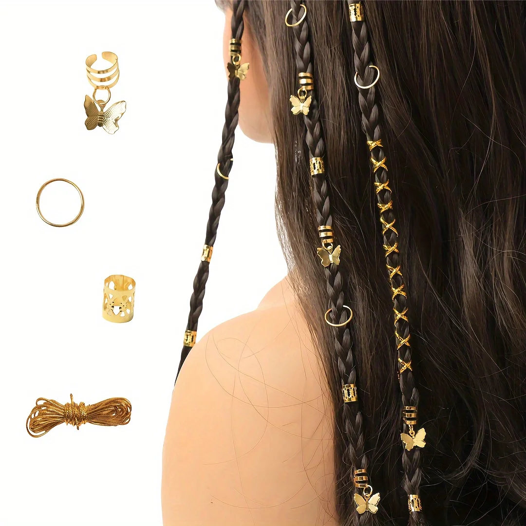 36-teiliges Haarring-Set für Frauen, Y2K Hip-Hop-Punk-Stil, Haarschmuck für Zöpfe für Frauen und Mädchen, Kombinations-Party-Geschenk