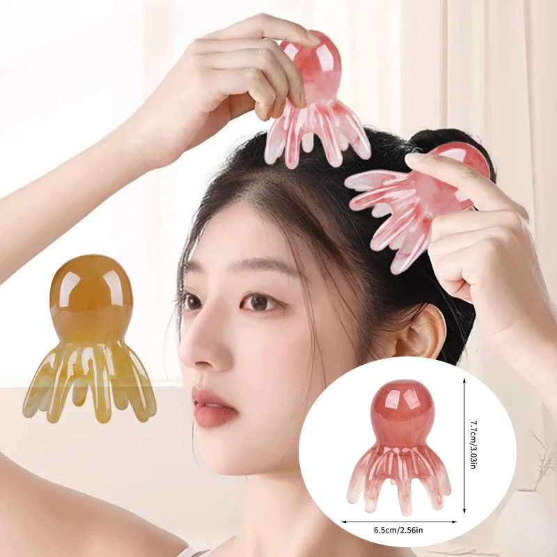 1pc Harz Octopus Massage Kamm Kopf Meridian Schaben Kopfhaut Massage Pinsel Akupunktur Gua Sha Massage Kamm Müdigkeit Relief Massage Image